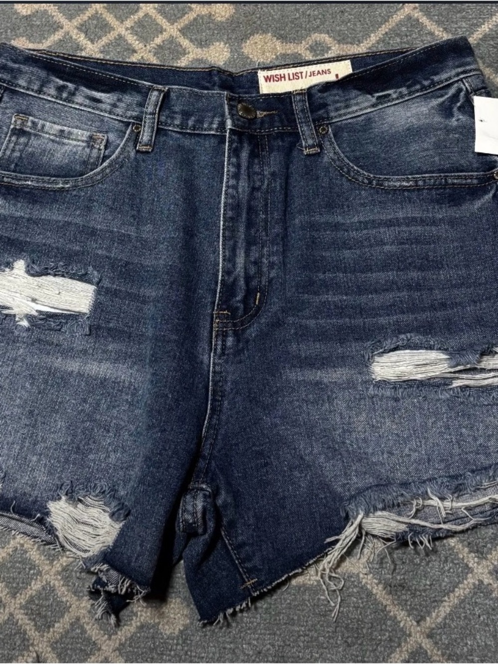 Wishlist Distressed Dark Blue Denim Shorts